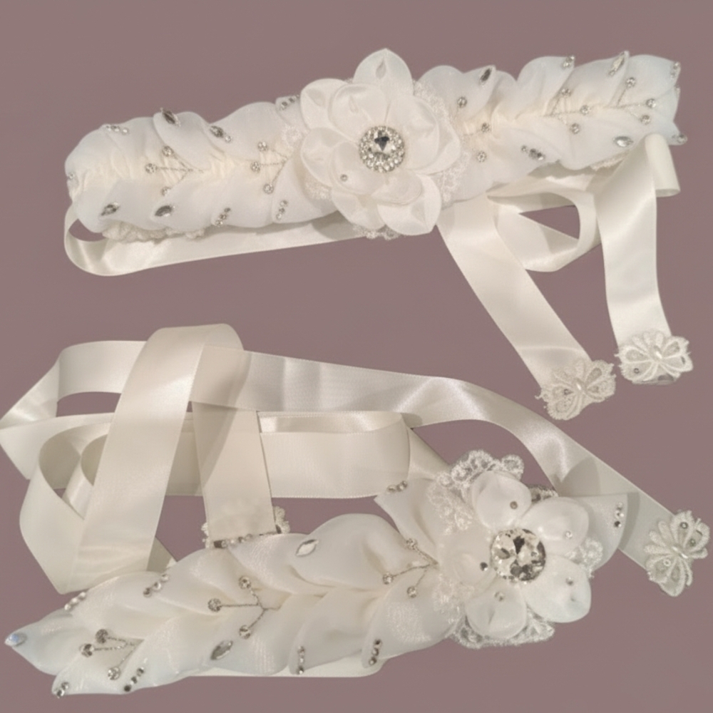 White Satin Flower Belts + Free Gift 🎁